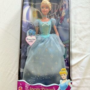 Mattel Sparkle Cinderella Barbie Doll with Blue Dress NIB collector 2004